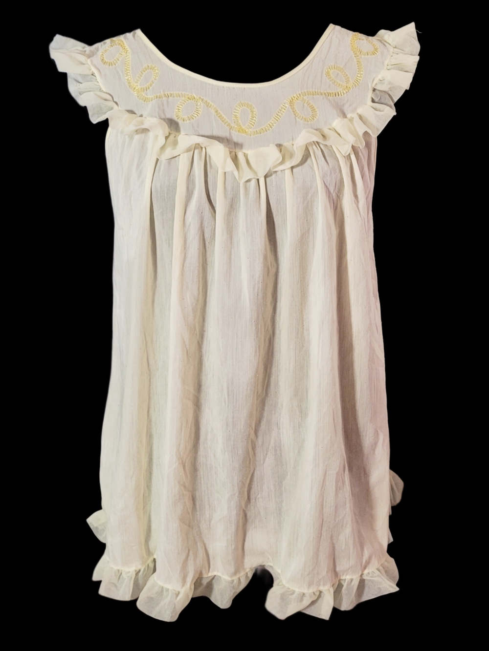 Vintage 1950s Two-Piece Pajama Set in Pale Yellow - Picture 5 of 5